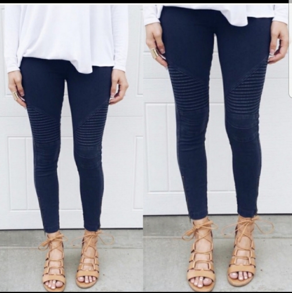 RELISTED LAST 1! Black moto biker jean leggings - Picture 5 of 8